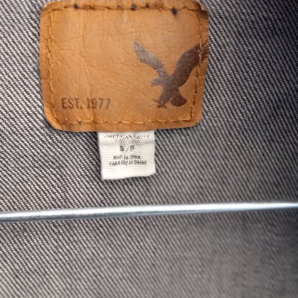 American Eagle Ladies Hoodie Sweat Jeans Jacket in Slack (S) - Picture 12 of 15